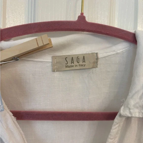 Saga Made in Italy 100% Linen Button up Oversized Shirt/Dress One Size - Picture 9 of 10
